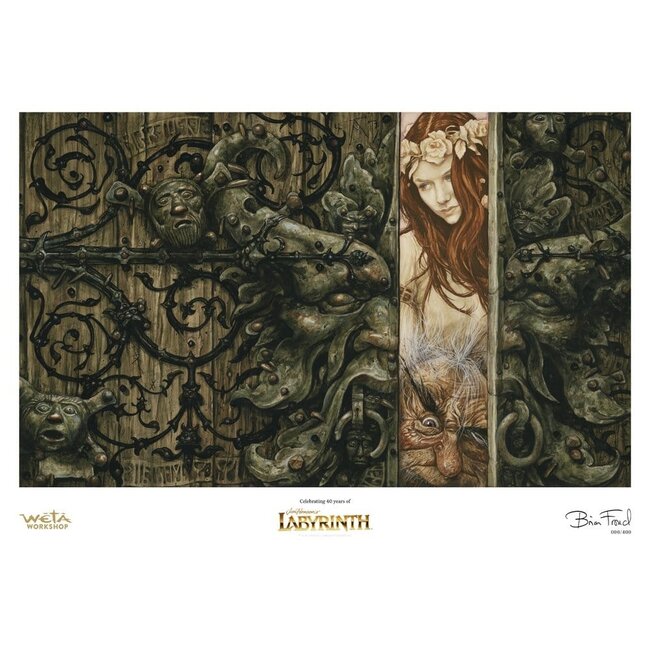 Weta Workshop Labyrinth (1986) Kunstdruck Sarah und Hoggle navigieren durch das Labyrinth Limitierte Auflage 30 cm