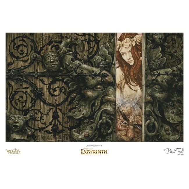 Weta Workshop Labyrinth (1986) Printed Art Sarah and Hoggle Navigate the Labyrinth Limited Edition 30 cm