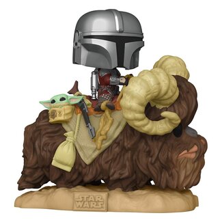 Funko Star Wars The Mandalorian POP! Deluxe Vinyl Figure The Mandalorian on Wantha with Child in Bag 9 cm