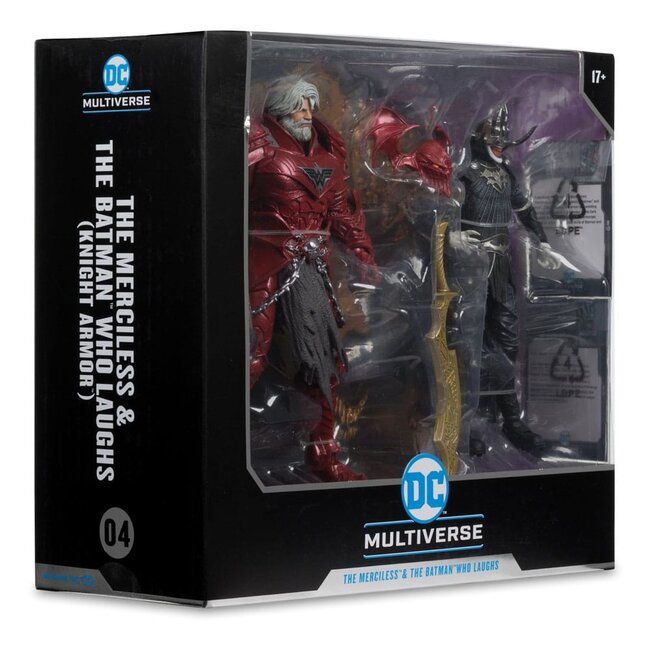 DC Multiverse McFarlane Sammleredition Actionfiguren 2er-Pack #04 Batman der Lachende (Ritterrüstung) & Merciless (Dark Multiverse) 18 cm