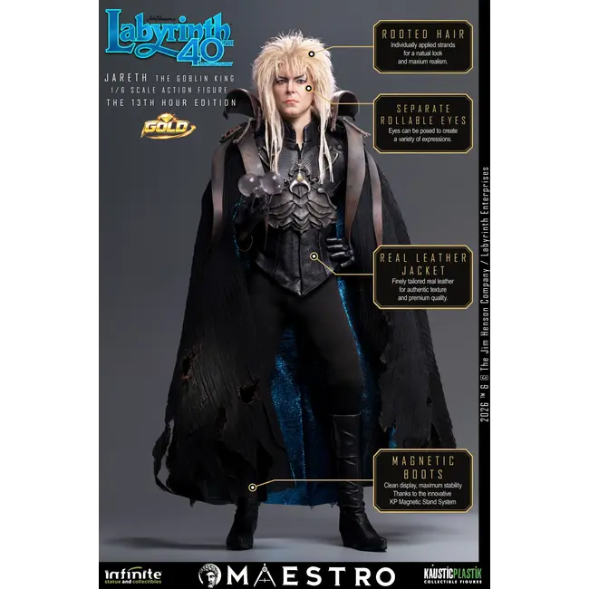 Labyrinth-Actionfigur 1/6 Jareth, der Koboldkönig (Die 13. Stunde Edition Gold) 30 cm