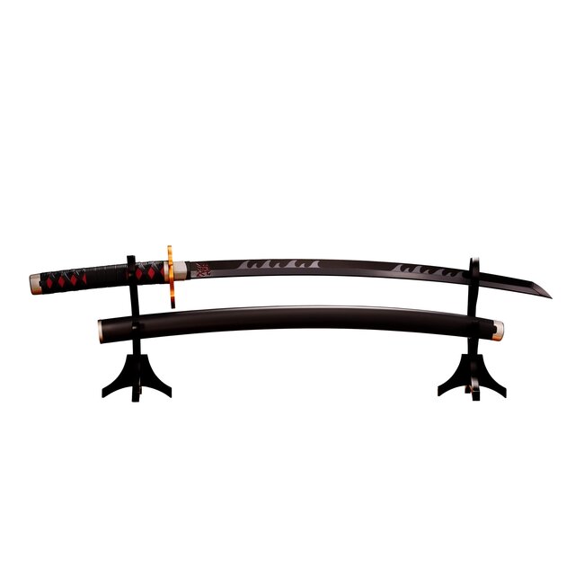 Dämonentöter: Kimetsu no Yaiba Proplica Replik 1/1 Nichirin-Schwert (Tanjiro Kamado) Kyojuro Rengokus Schwert Gueard Ver. 88 cm