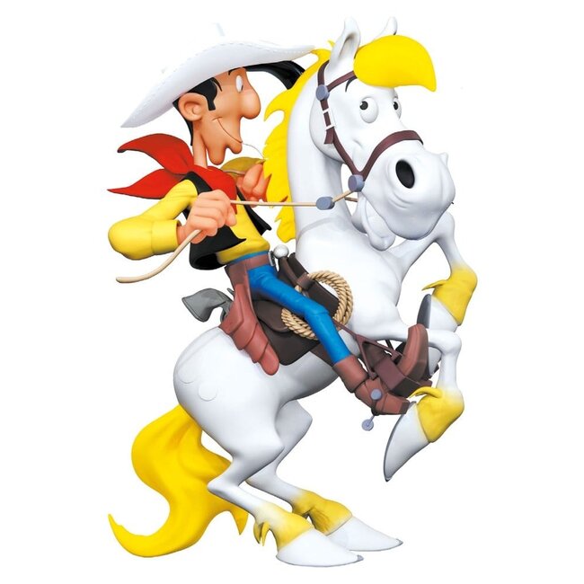 Lucky Luke Harzstatue Lucky Luke auf einem aufbäumenden Jolly Jumper 25 cm