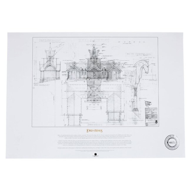 Herr der Ringe – Bauplan-Kunstdruck: Der Stall von Edoras, 59 x 42 cm
