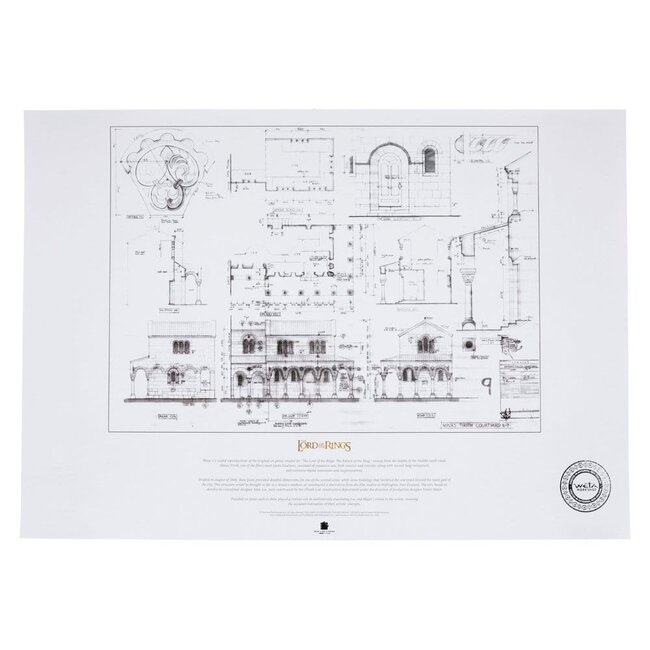 Herr der Ringe – Bauplan-Kunstdruck: Der Hof von Minas Tirith, 59 x 42 cm