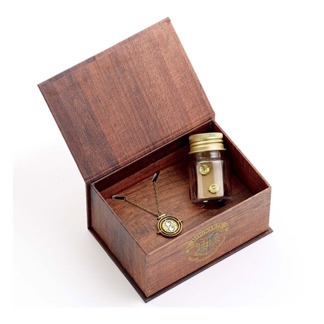 Harry Potter: Hermine Zaubertrank-Zeitumkehrer-Halskette und Ohrringe Geschenkset (Goldfarben)