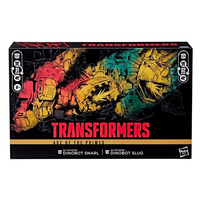 Transformers Age of the Primes Leader Class Actionfigur G2 Universe Dinobots Snarl & Slug 19 cm