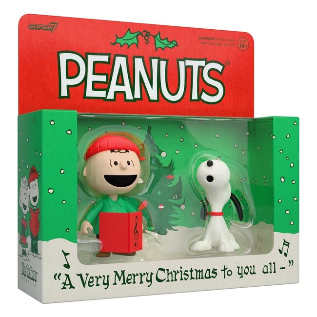 Peanuts ReAction Actionfiguren 2er-Pack Brown und Snoopy (Singen von Weihnachtsliedern) 10 cm