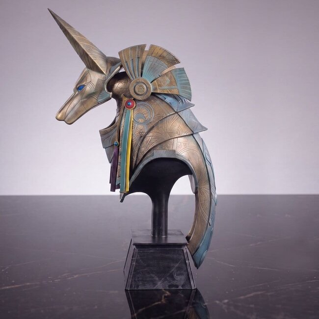 Stargate Desktop-Replika-Helm, Replika des Schakalwächterhelms, Anubis, 15 cm