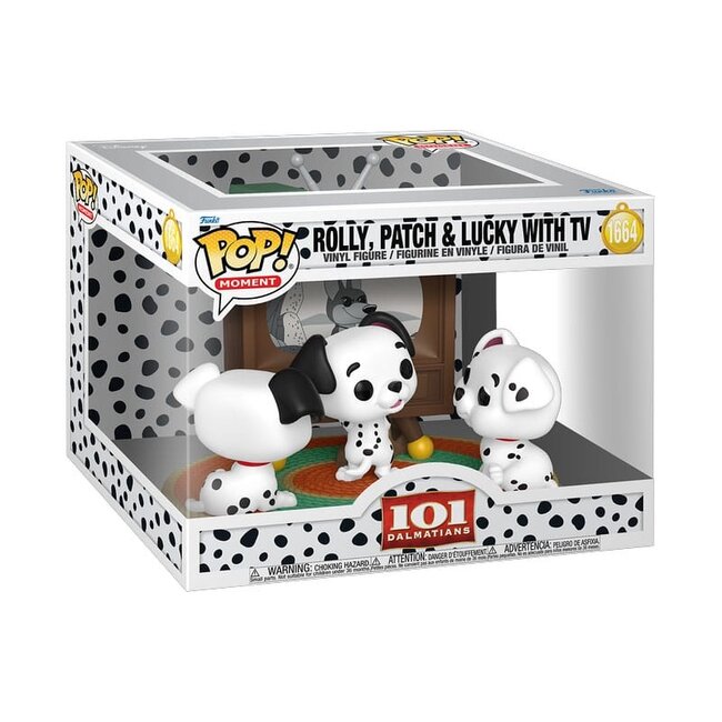 101 Dalmatians POP Moment Vinyl Figures Rolly, Patch & Lucky with TV 9 cm