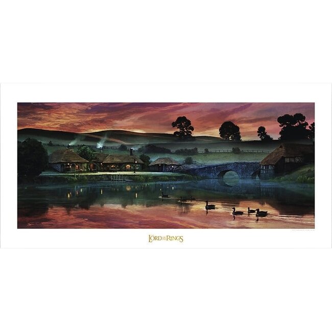 Herr der Ringe Kunstdruck Rückkehr zum Gasthaus „Zum Grünen Drachen“ 59 x 42 cm
