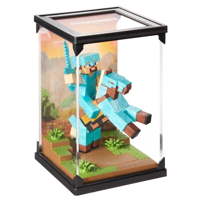 Minecraft Figure Diorama Diamond Armor Steve and Horse 18 cm