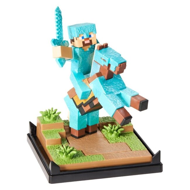 Minecraft Figure Diorama Diamond Armor Steve and Horse 18 cm
