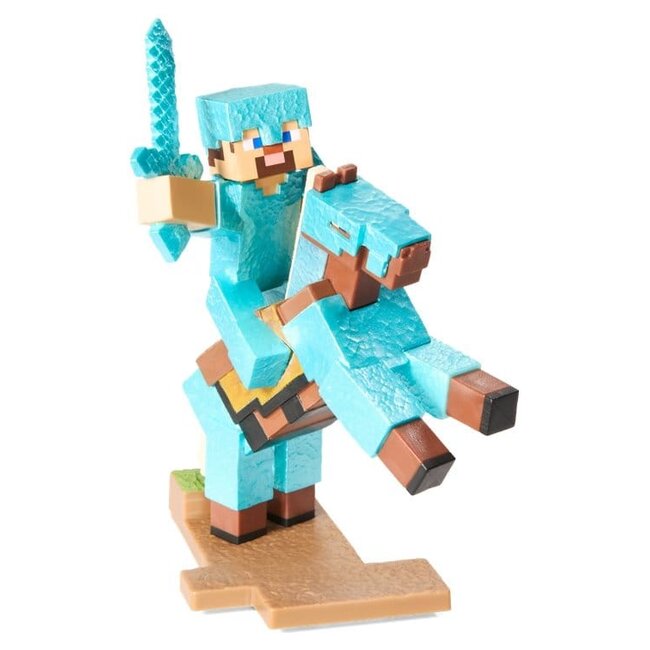Minecraft Figure Diorama Diamond Armor Steve and Horse 18 cm