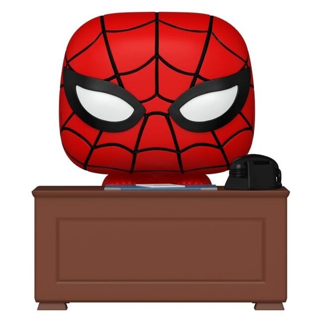 Marvel POP! Premium Vinylfigur Meme – Spider-Man mit Schreibtisch, 9 cm