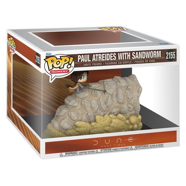 Dune: Teil Drei POP! Moment Vinylfiguren Paul Atreides mit Sandwurm 9 cm