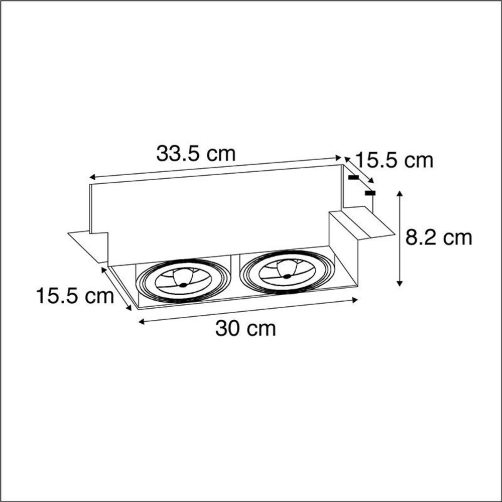 Lamponline Inbouwspot Bado 2 lichts AR111 wit Trimless Lamponline Inbouwspot Bado 2 lichts AR111 wit Trimless