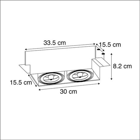 Lamponline Inbouwspot Bado 2 lichts AR111 wit Trimless Lamponline Inbouwspot Bado 2 lichts AR111 wit Trimless