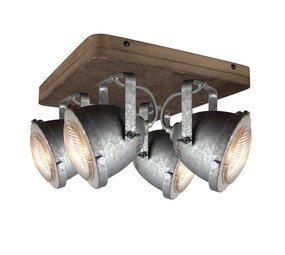 Freelight Spot Woody 4 lichts zink-hout Freelight Spot Woody 4 lichts zink-hout