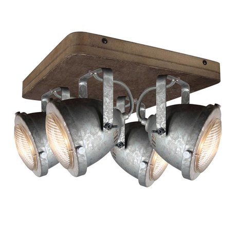 Freelight Spot Woody 4 lichts zink-hout Freelight Spot Woody 4 lichts zink-hout