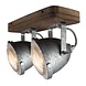 Freelight Spot Woody 2 lichts zink-hout Freelight Spot Woody 2 lichts zink-hout