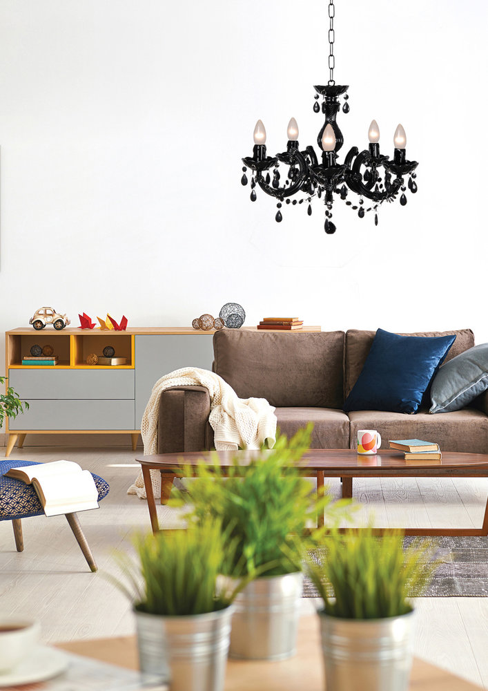 Lucide ARABESQUE - 2e kans -Kroonluchter - Ø 45 cm - 5xE14 - Zwart Lucide ARABESQUE - 2e kans -Kroonluchter - Ø 45 cm - 5xE14 - Zwart