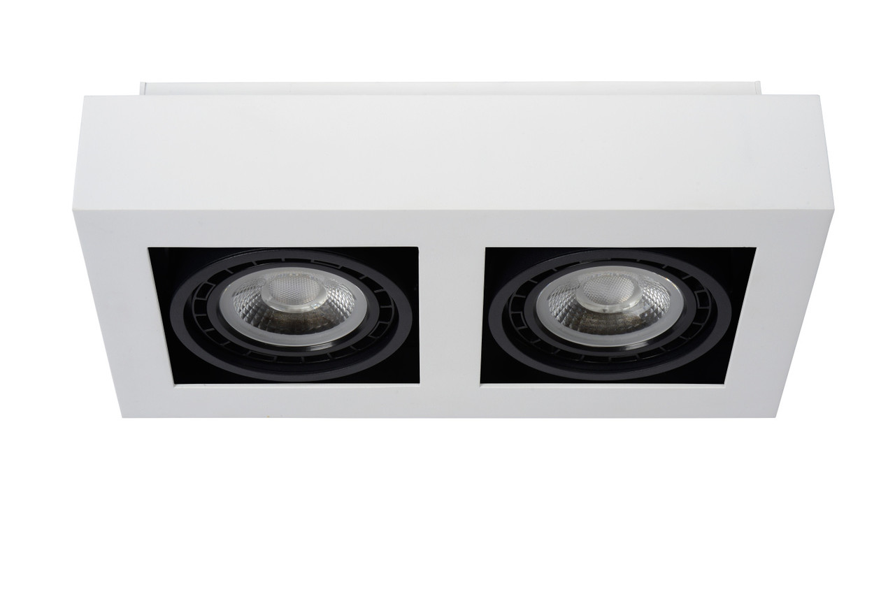Lucide ZEFIX - Plafondspot - LED Dim to warm - GU10 (ES111) - 2x12W 2200K/3000K - Wit