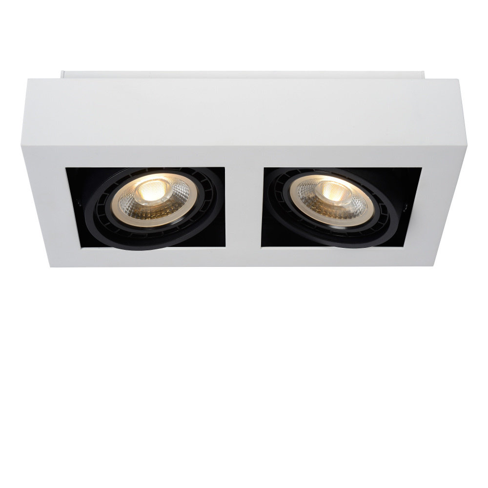 Lucide ZEFIX - Plafondspot - LED Dim to warm - GU10 (ES111) - 2x12W 2200K/3000K - Wit