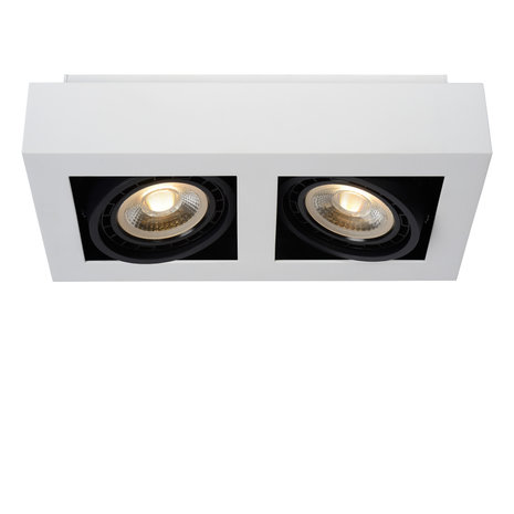Lucide ZEFIX - Plafondspot - LED Dim to warm - GU10 (ES111) - 2x12W 2200K/3000K - Wit