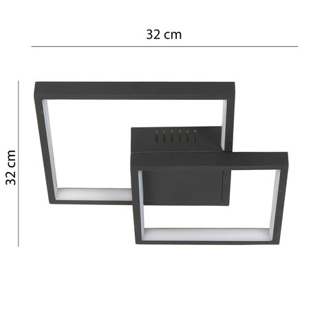 Highlight Plafondlamp Piazza vierkant B  32 cm zwart Highlight Plafondlamp Piazza vierkant B  32 cm zwart