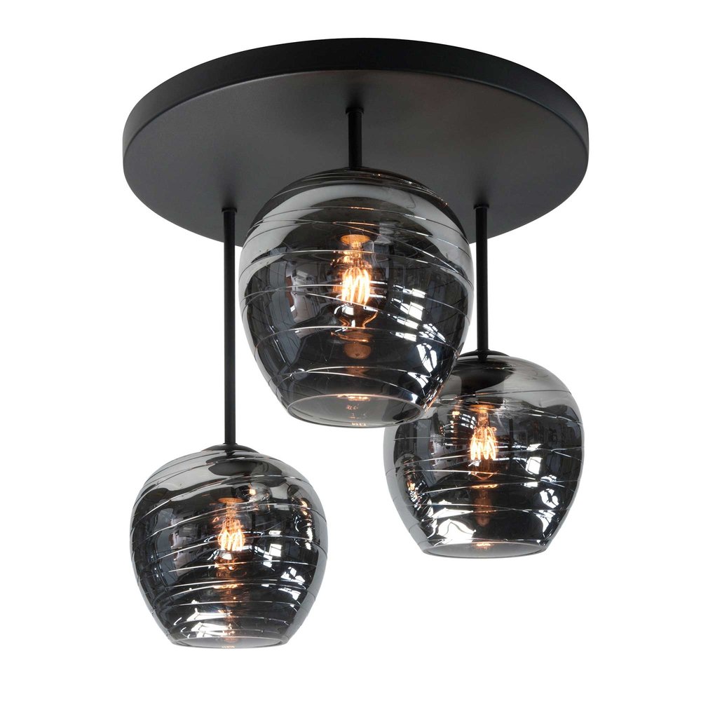 Highlight Plafondlamp Fantasy Apple 3 lichts Ø 45 cm rook glas Highlight Plafondlamp Fantasy Apple 3 lichts Ø 45 cm rook glas