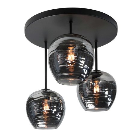 Highlight Plafondlamp Fantasy Apple 3 lichts Ø 45 cm rook glas Highlight Plafondlamp Fantasy Apple 3 lichts Ø 45 cm rook glas