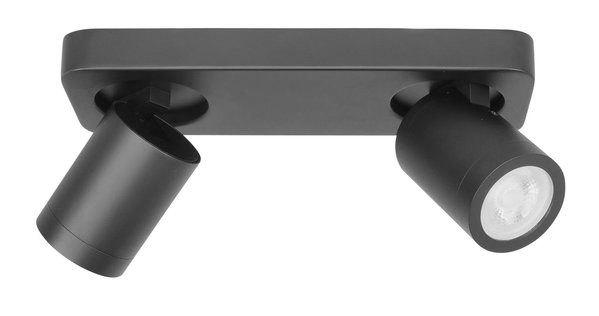 Highlight Spot Oliver 2 lichts balk badkamer IP44 zwart Highlight Spot Oliver 2 lichts balk badkamer IP44 zwart