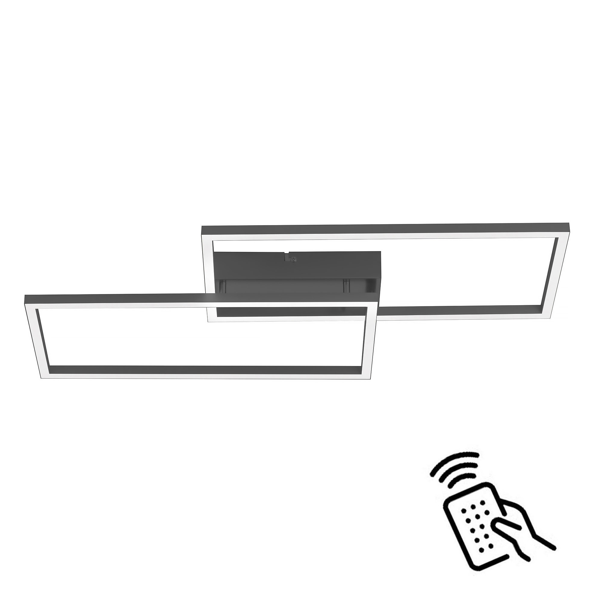 Paul Neuhaus Plafondlamp Iven remote L 60 cm B 32 cm zwart Paul Neuhaus Plafondlamp Iven remote L 60 cm B 32 cm zwart