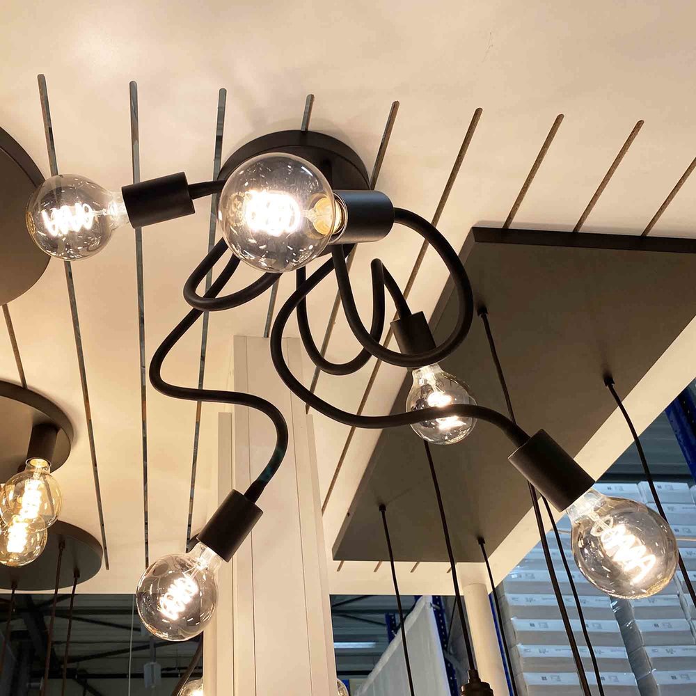 Highlight Plafondlamp Flex  5 lichts 50 cm E27 zwart Highlight Plafondlamp Flex  5 lichts 50 cm E27 zwart