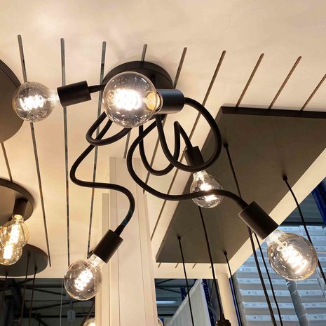 Highlight Plafondlamp Flex  5 lichts 50 cm E27 zwart Highlight Plafondlamp Flex  5 lichts 50 cm E27 zwart