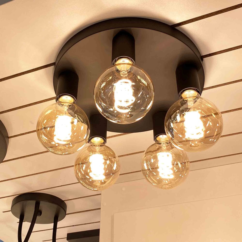 Highlight Plafondlamp Basic  5 lichts Ø 30 cm E27 zwart Highlight Plafondlamp Basic  5 lichts Ø 30 cm E27 zwart