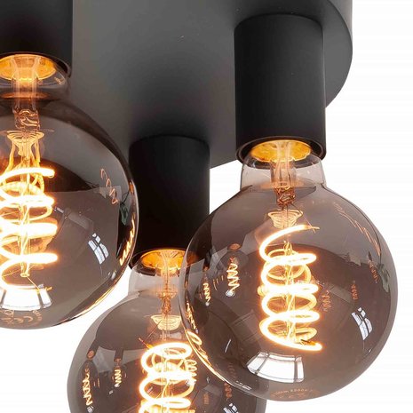 Highlight Plafondlamp Basic  5 lichts Ø 30 cm E27 zwart Highlight Plafondlamp Basic  5 lichts Ø 30 cm E27 zwart