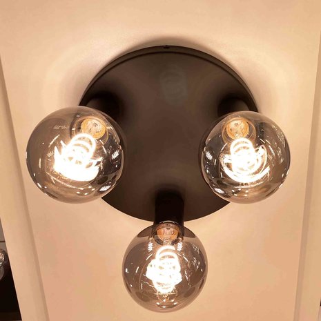 Highlight Plafondlamp Basic  3 lichts Ø 25 cm E27 zwart Highlight Plafondlamp Basic  3 lichts Ø 25 cm E27 zwart