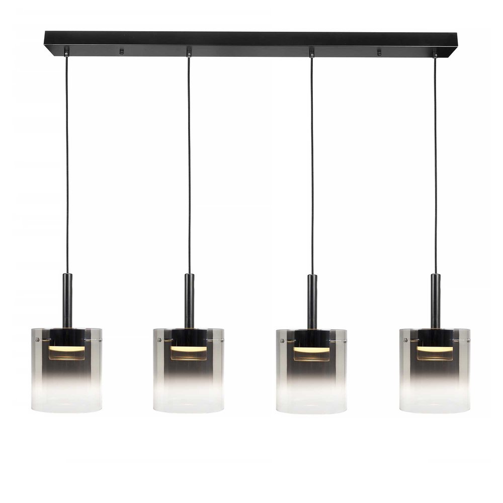 Highlight Hanglamp Salerno 4 lichts recht 110 cm zwart Highlight Hanglamp Salerno 4 lichts recht 110 cm zwart