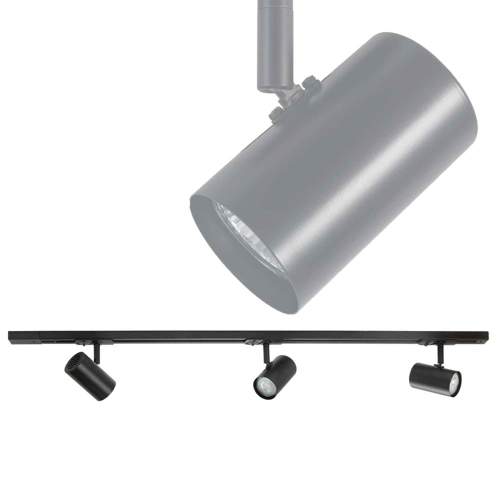 Highlight Railsysteem Trackline 100 cm + 3 cilinder spots zwart Highlight Railsysteem Trackline 100 cm + 3 cilinder spots zwart