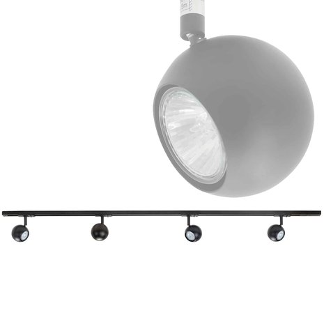 Highlight Railsysteem Trackline 150 cm + 4 retrobol spots zwart Highlight Railsysteem Trackline 150 cm + 4 retrobol spots zwart