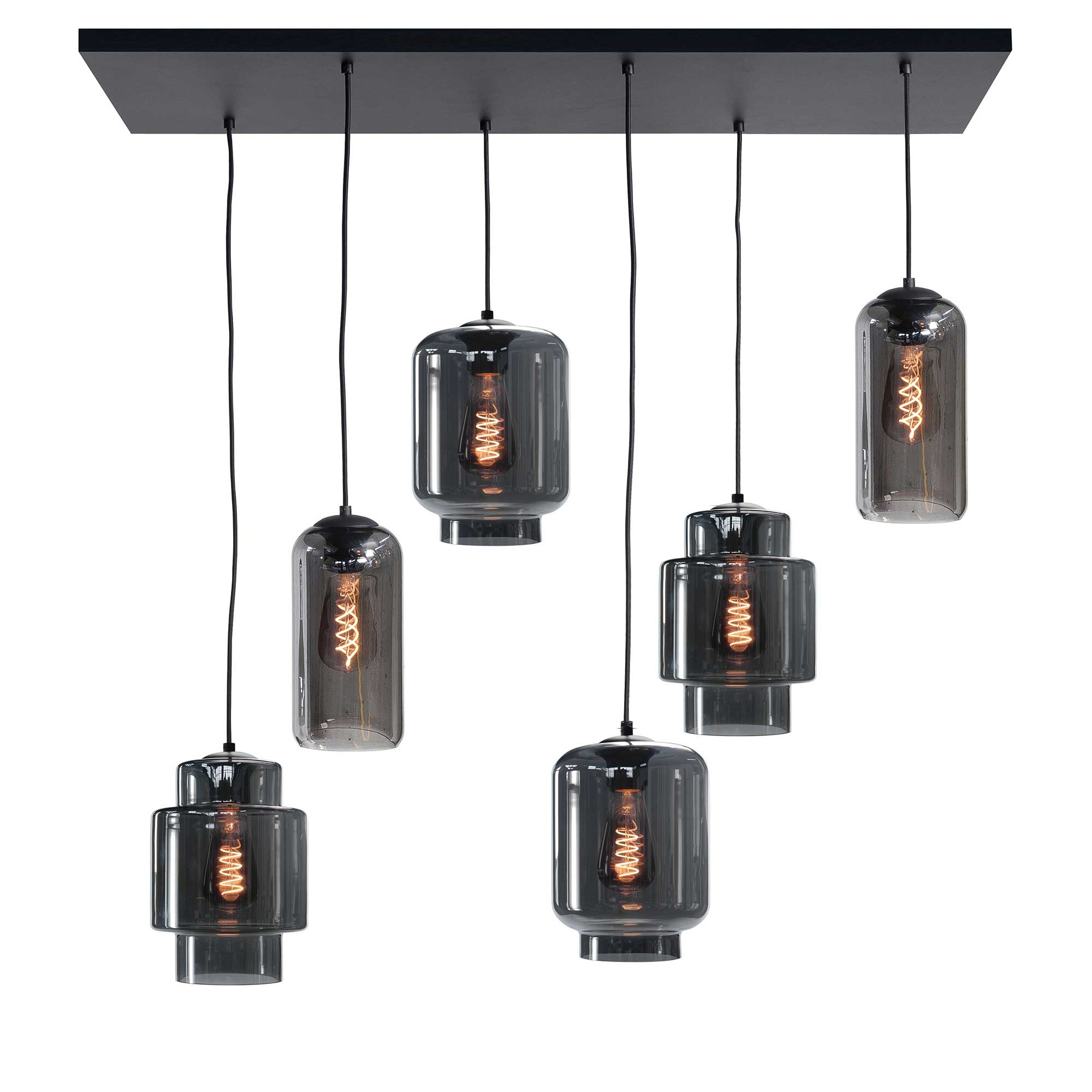 Highlight Hanglamp Fantasy Moderno 6 lichts L 100 x B 35 cm rook zwart Highlight Hanglamp Fantasy Moderno 6 lichts L 100 x B 35 cm rook zwart