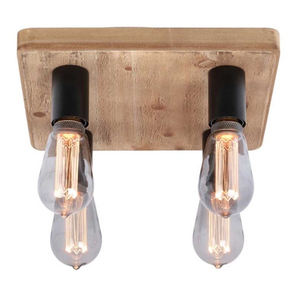 Freelight Plafondlamp Lenero 4 Lichts 40 x 40 cm hout zwart Freelight Plafondlamp Lenero 4 Lichts 40 x 40 cm hout zwart