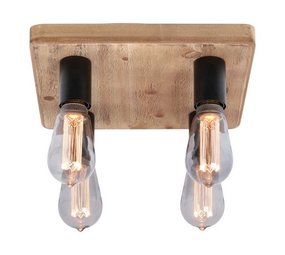 Freelight Plafondlamp Lenero 4 Lichts 40 x 40 cm hout zwart Freelight Plafondlamp Lenero 4 Lichts 40 x 40 cm hout zwart