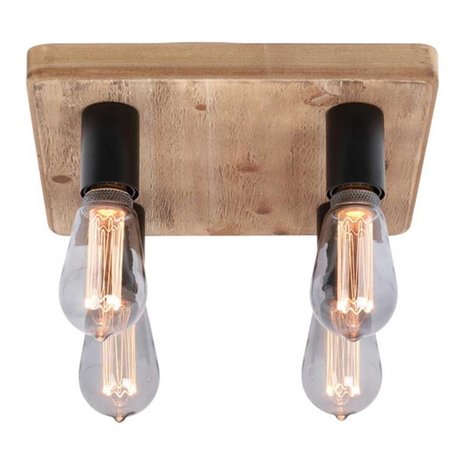 Freelight Plafondlamp Lenero 4 Lichts 40 x 40 cm hout zwart Freelight Plafondlamp Lenero 4 Lichts 40 x 40 cm hout zwart