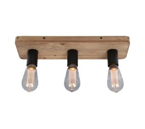 Freelight Plafondlamp Lenero 3 Lichts L 50 cm hout zwart Freelight Plafondlamp Lenero 3 Lichts L 50 cm hout zwart