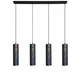 Freelight Hanglamp Forato 4 lichts L 120 cm bruin zwart Freelight Hanglamp Forato 4 lichts L 120 cm bruin zwart