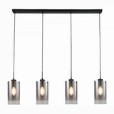 Freelight Hanglamp Ventotto 4 lichts L 120 cm rook glas zwart Freelight Hanglamp Ventotto 4 lichts L 120 cm rook glas zwart