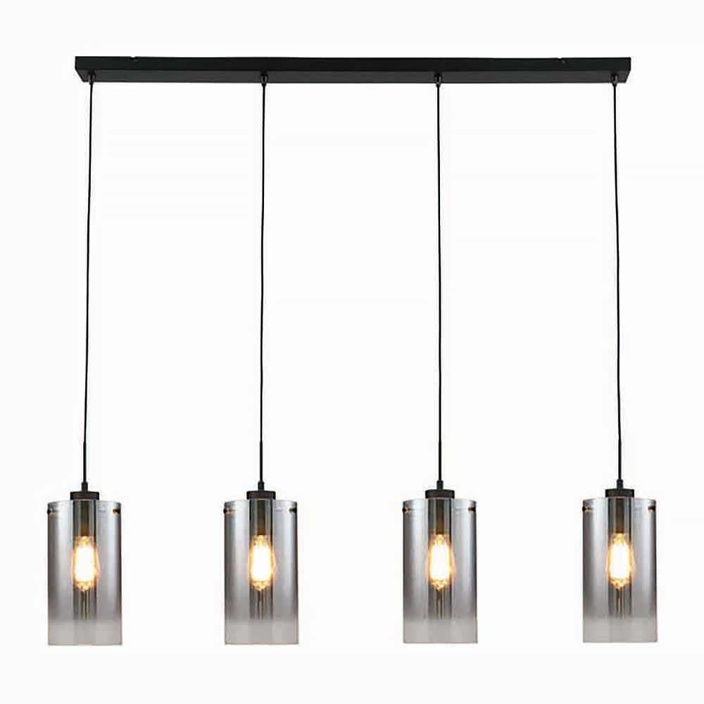 Hanglamp Ventotto Zwart & Smoke Glas 4 Lichts